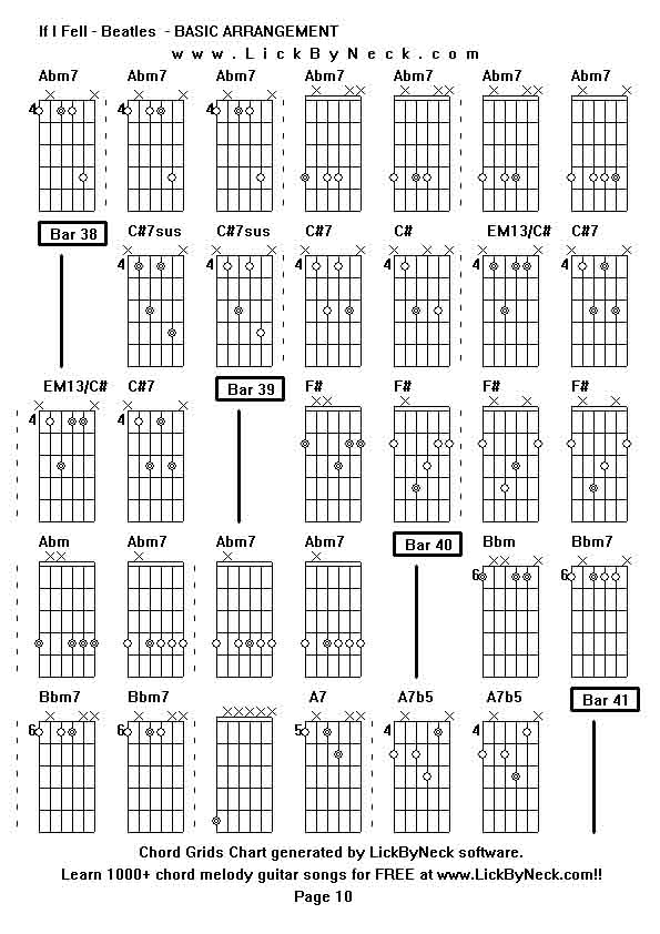 Chord Grids Chart of chord melody fingerstyle guitar song-If I Fell - Beatles  - BASIC ARRANGEMENT,generated by LickByNeck software.